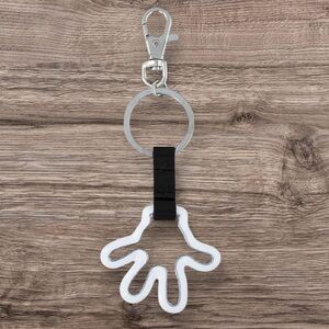 Mickey Glove Outline Disney Parks Keychain - Walt Disney World White Metal